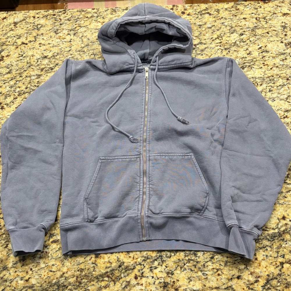 Brandy Melville Christy Full Zip Hoodie Faded Blue Gray Oversized Sweatshirt ws